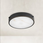 Veined Stone Diffuser Flush Mount - compact-size complete fixture, unlit