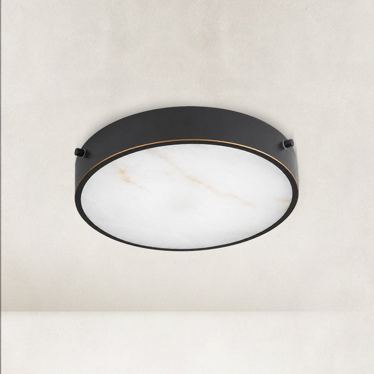 Veined Stone Diffuser Flush Mount - compact-size complete fixture, unlit