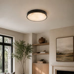 Veined Stone Diffuser Flush Mount - large-size living room installation, alternate portrait