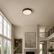 Veined Stone Diffuser Flush Mount - large-size living room installation, portrait