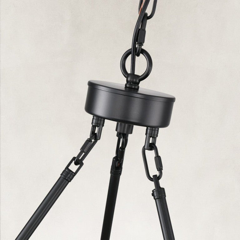 Black ring chandelier suspension joint close-up