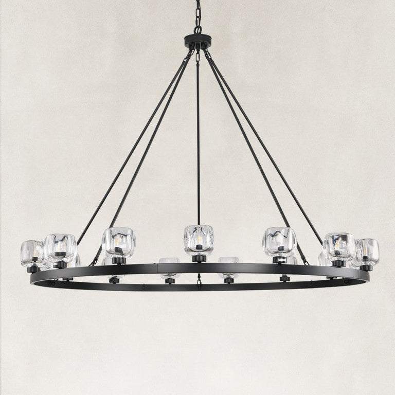 Black glass cup ring unlit fixture