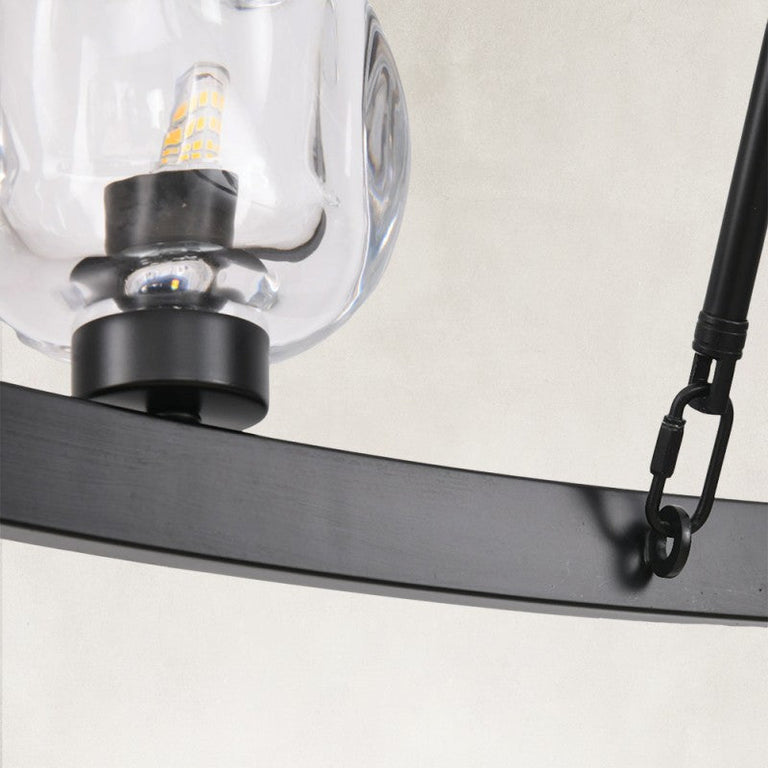 Black ring glass cup and suspension close-up