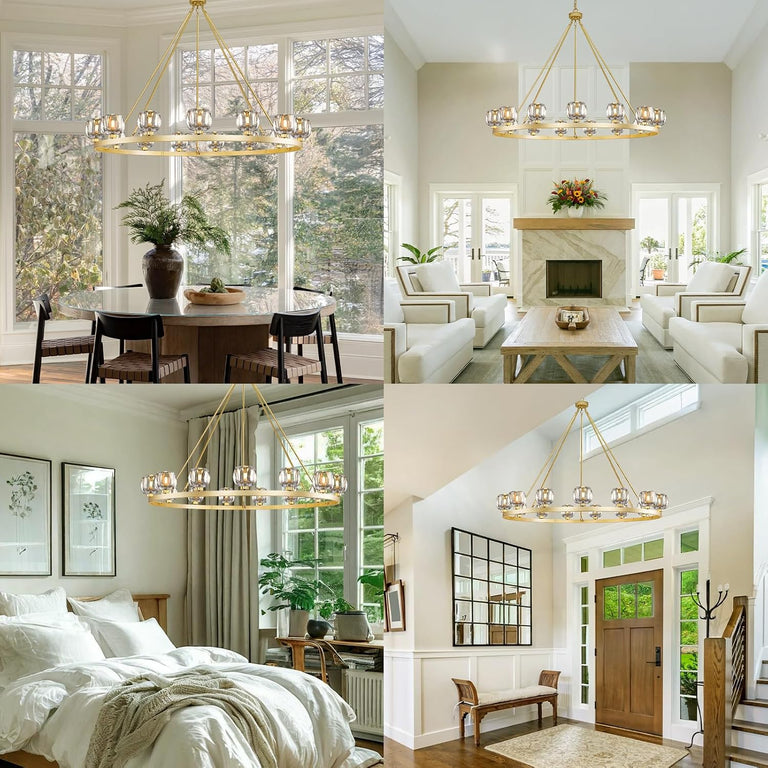 Gold-tone glass cup ring neutral room collage