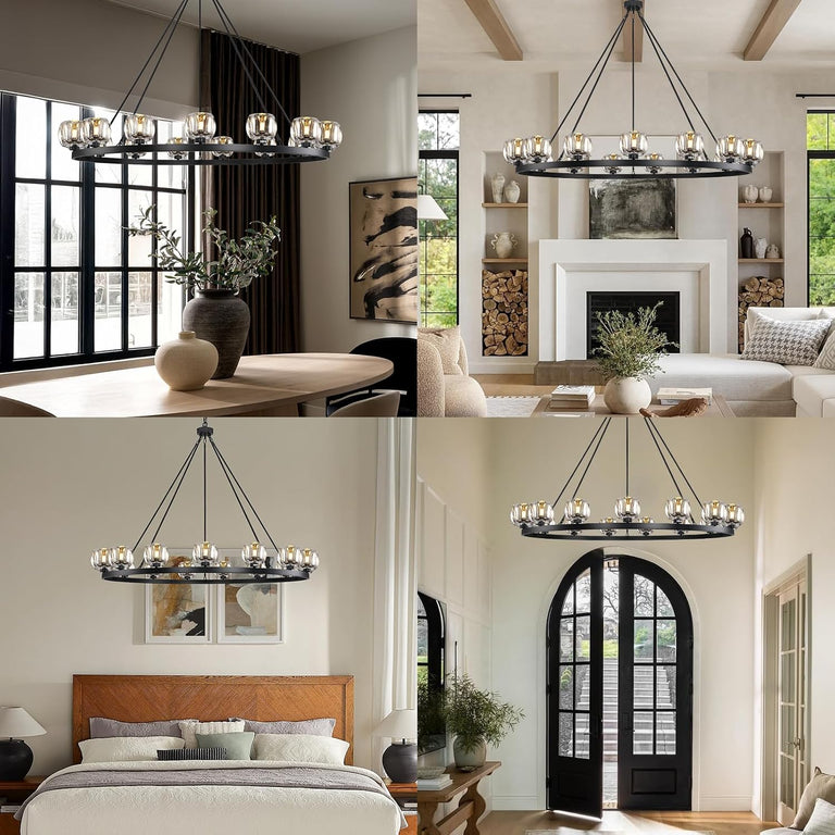 Black glass cup ring neutral room collage