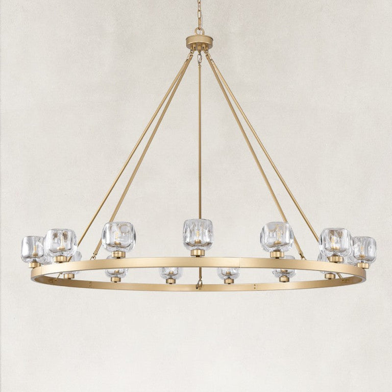 Gold-tone glass cup ring unlit fixture