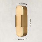 Rounded panel wall sconce, brass-tone 13.8-inch height dimension diagram.