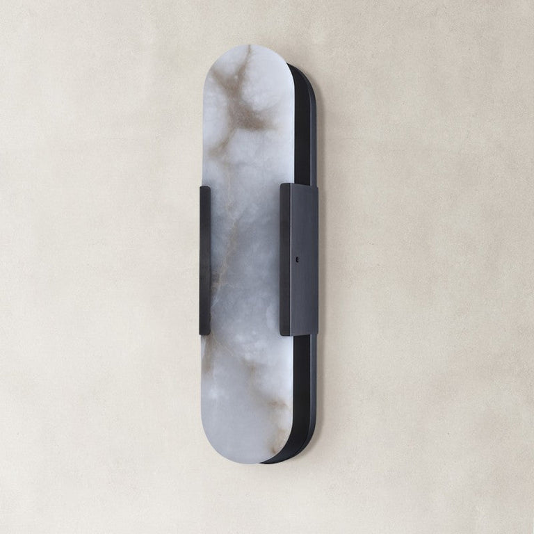black elongated panel wall sconce unlit.