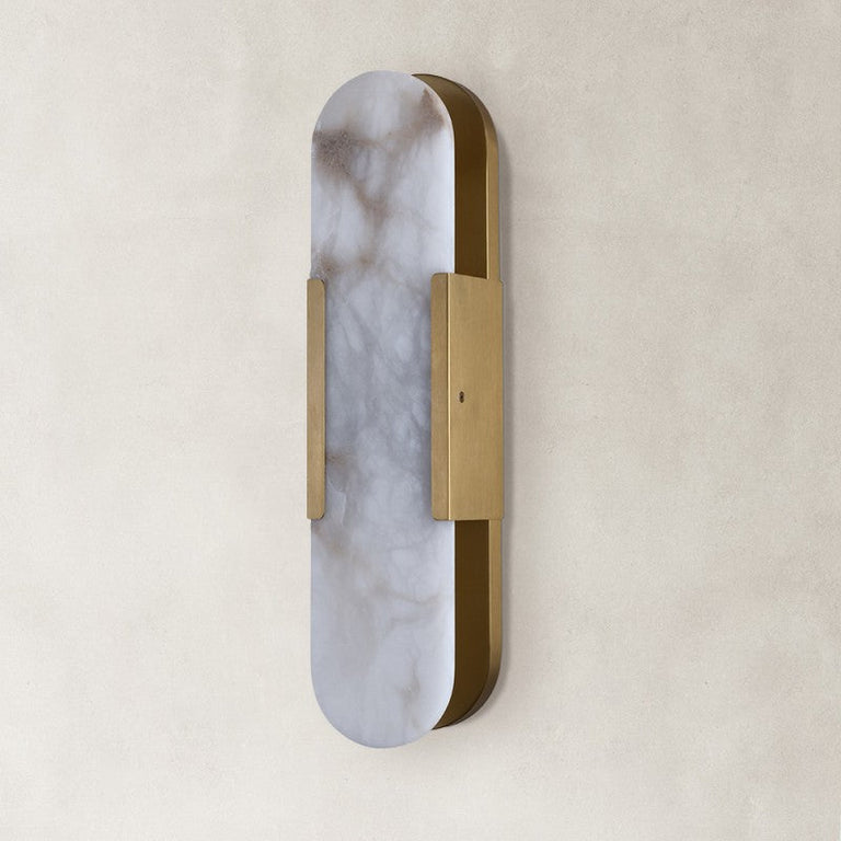 brass-tone elongated panel wall sconce unlit.