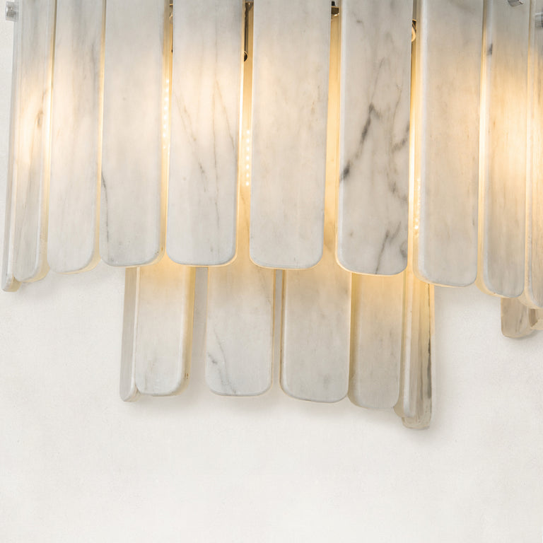 Product detail of Vertical Layered Marble Wall Sconce against a neutral background