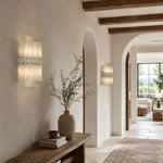 Vertical Layered Marble Wall Sconce displayed in a furnished interior