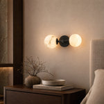 Duo Sphere Twin Globe Alabaster Wall Sconce by Dalmivik, product or room detail view