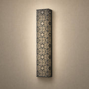 Lantern Box Chinoiserie Lattice Alabaster Wall Sconce by Dalmivik, complete fixture view
