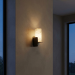 Cylinder Wrap Alabaster Bronze Blade Wall Sconce by Dalmivik, complete fixture view