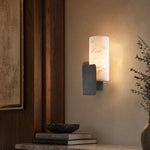 Cylinder Wrap Alabaster Bronze Blade Wall Sconce by Dalmivik, product or room detail view