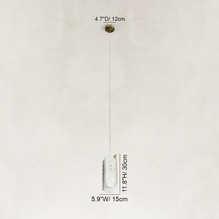 Dimension diagram for White Four-Panel Marble Pendant