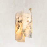 Product detail of White Four-Panel Marble Pendant against a neutral background
