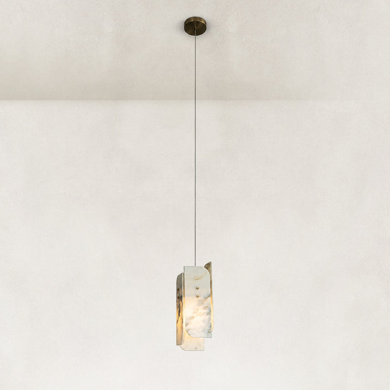 White Four-Panel Marble Pendant shown in full against a neutral background