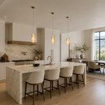 White Four-Panel Marble Pendant installed above a kitchen island