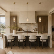 White Four-Panel Marble Pendant installed above a kitchen island