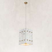 White Gray-Veined Twelve-Panel Marble Lantern Pendant shown against a neutral background