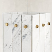 Product detail of White Gray-Veined Twelve-Panel Marble Lantern Pendant against a neutral background