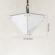 Dimension diagram for White Inverted Pyramid Marble Pendant