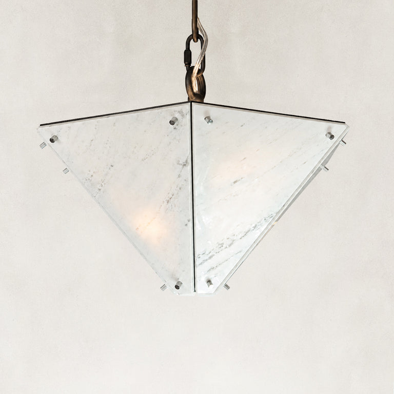 White Inverted Pyramid Marble Pendant shown in full against a neutral background