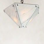 Product detail of White Inverted Pyramid Marble Pendant against a neutral background