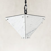 White Inverted Pyramid Marble Pendant shown against a neutral background