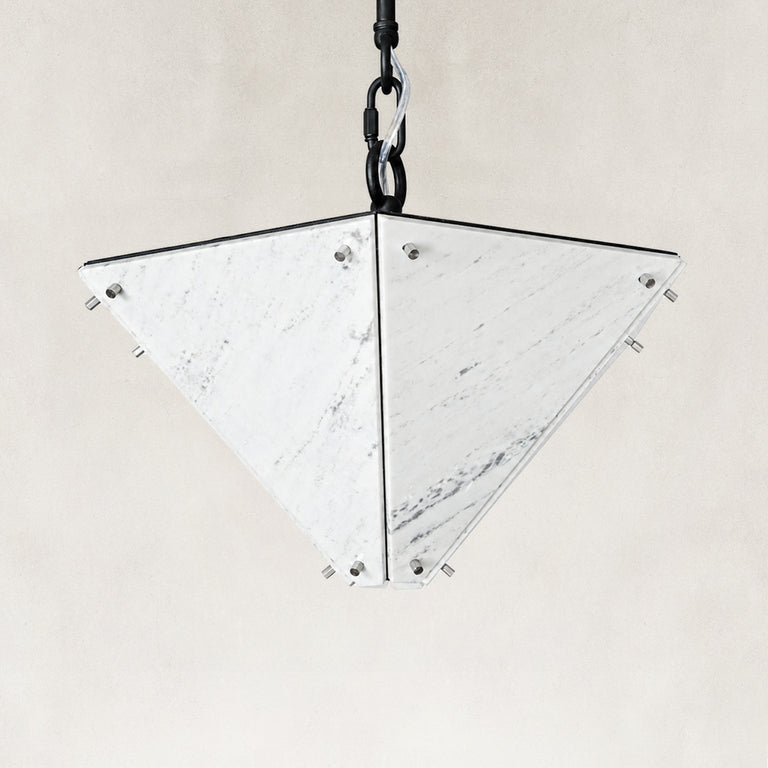 White Inverted Pyramid Marble Pendant shown against a neutral background