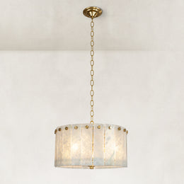 White Marble Drum Pendant shown in full against a neutral background