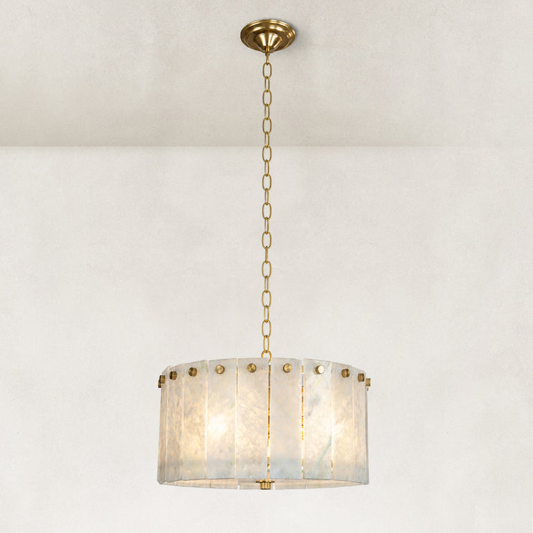 White Marble Drum Pendant shown in full against a neutral background