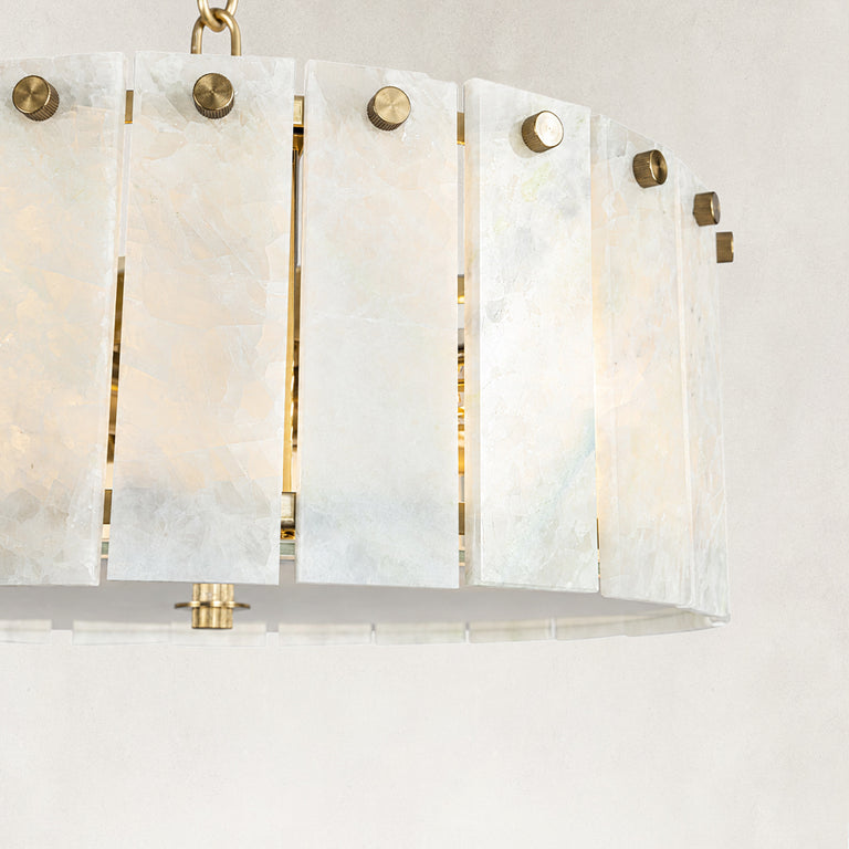 Product detail of White Marble Drum Pendant against a neutral background