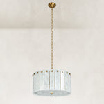 Product detail of White Marble Drum Pendant against a neutral background