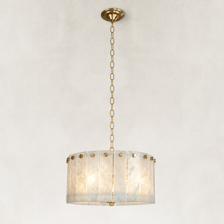 White Marble Drum Pendant shown against a neutral background