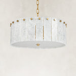 Product detail of White Marble Drum Pendant against a neutral background