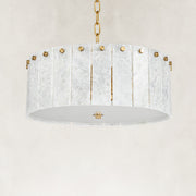 Product detail of White Marble Drum Pendant against a neutral background