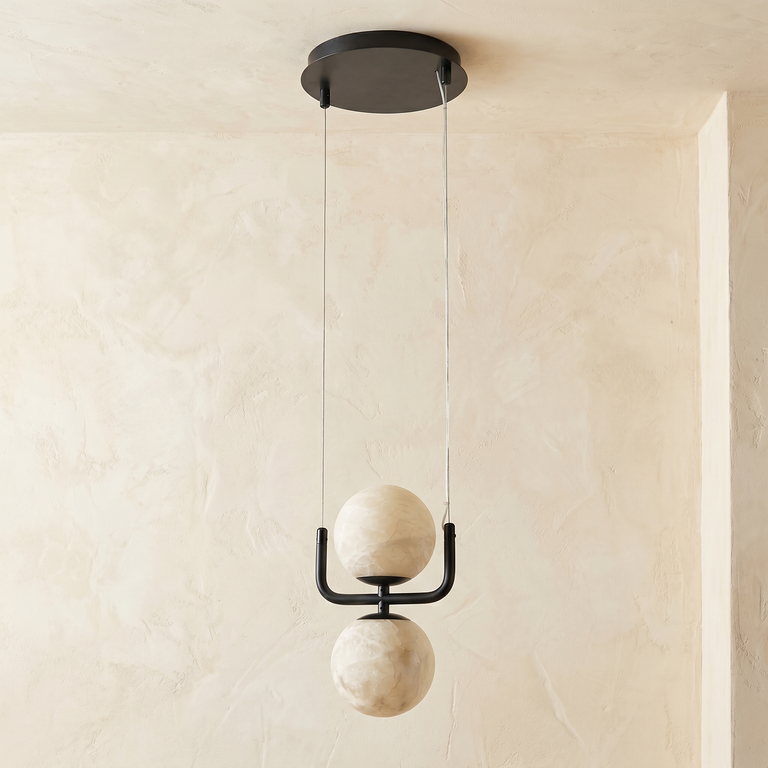 Adjustable Orb (extra) Alabaster by Dalmivik, complete fixture view