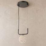 Adjustable Orb Pendant Alabaster by Dalmivik, complete fixture view