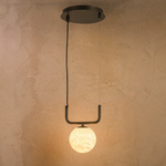 Adjustable Orb Pendant Alabaster by Dalmivik, complete fixture view