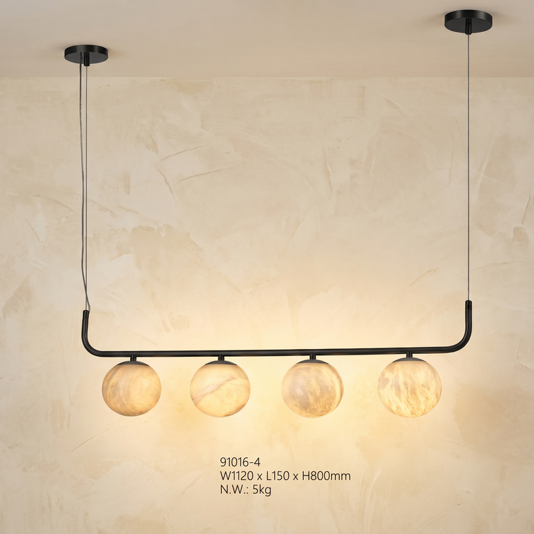 Adjustable Orb Pendant Alabaster by Dalmivik, product or room detail view