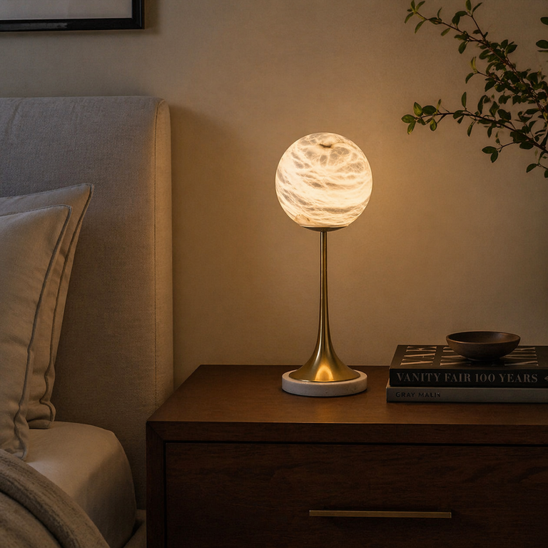 Alabaster Orb Table by Dalmivik, product or room detail view