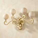 Antique 4-Orb Wall Alabaster by Dalmivik, complete fixture view