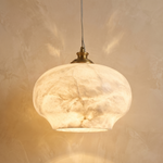Apple Shape Pendant Alabaster by Dalmivik, complete fixture view