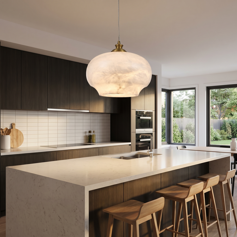 Apple Shape Pendant Alabaster by Dalmivik, product or room detail view