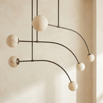 Arc Orb Alabaster Pendant Light by Dalmivik, complete fixture view