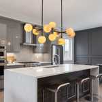 Brass 10-orb Alabaster Pendant Light by Dalmivik, product or room detail view