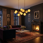 Brass 10-orb Alabaster Pendant Light by Dalmivik, product or room detail view