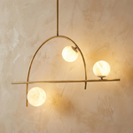 Brass 3-arm Classic Alabaster Pendant Light by Dalmivik, complete fixture view